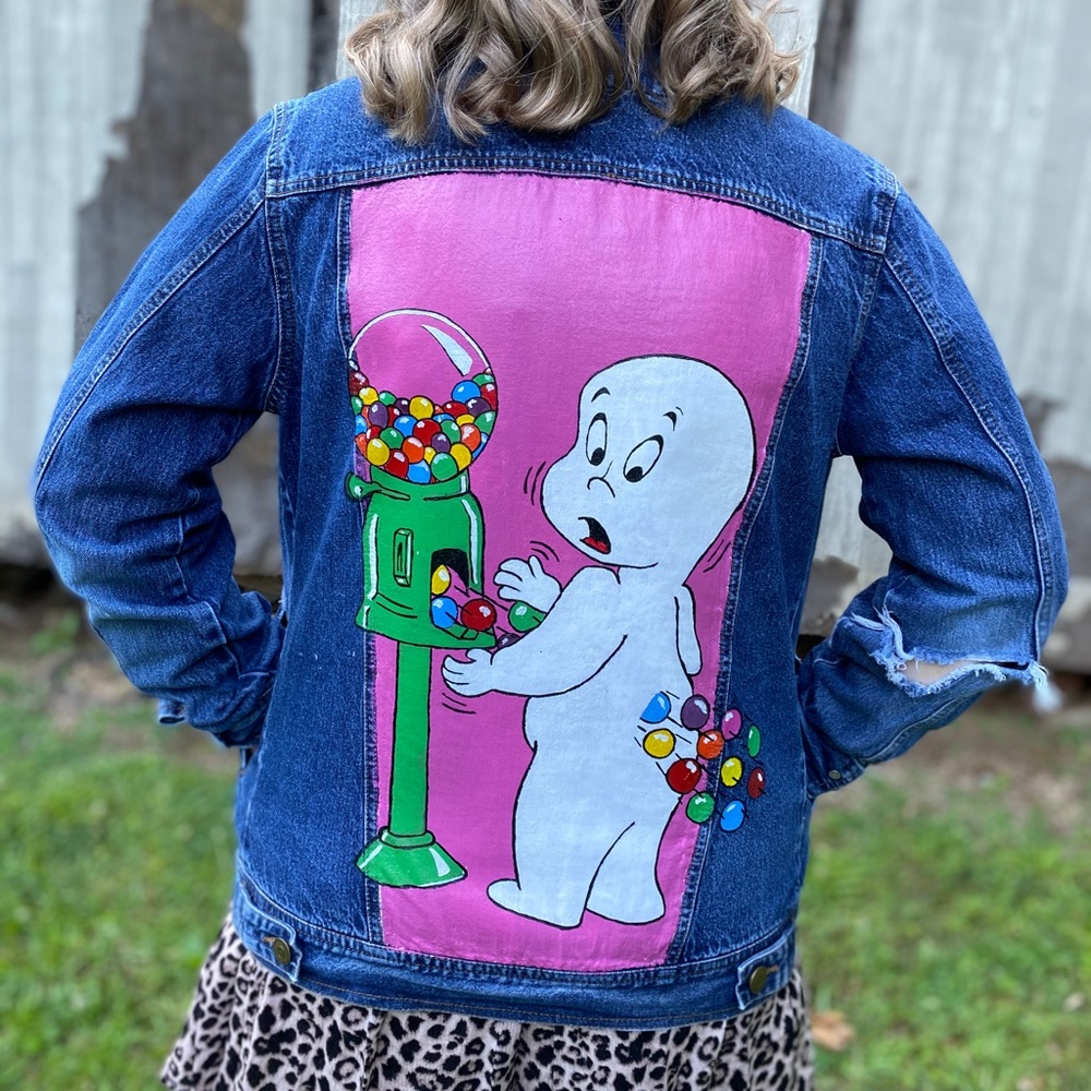 Hand painted Casper inspired Denim Jacket